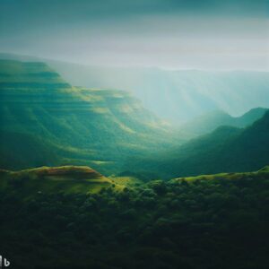 Generate a 8k, professional looking wallpaper of Matheran india. hills and greenery